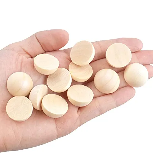 100pcs Half Wood Balls Unfinished Natural Half Ball Split Wood Balls for DIY Projects, Kids Arts and Craft Supplies (20mm)