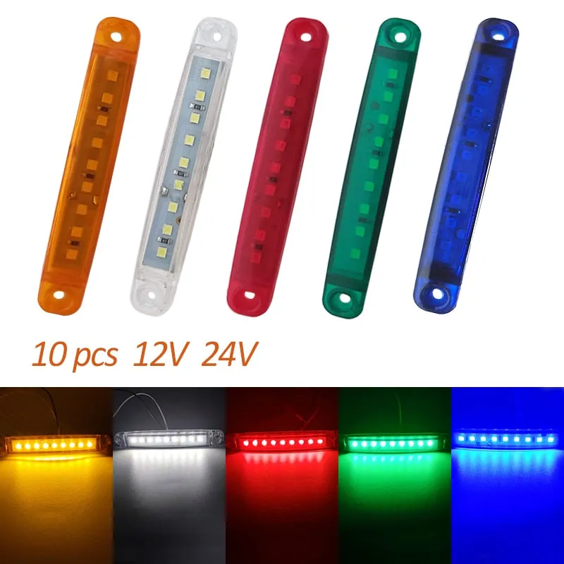 10PCS 9 SMD Light Oval Clearance Trailer 24V Truck Lorry Caravan Camion LED Side Marker Indicator Lamp 12V Luces Remolque