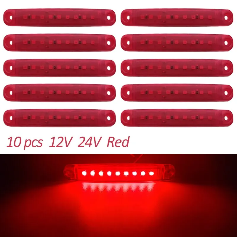 10PCS 9 SMD Light Oval Clearance Trailer 24V Truck Lorry Caravan Camion LED Side Marker Indicator Lamp 12V Luces Remolque