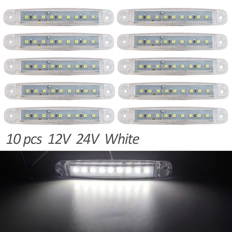 10PCS 9 SMD Light Oval Clearance Trailer 24V Truck Lorry Caravan Camion LED Side Marker Indicator Lamp 12V Luces Remolque