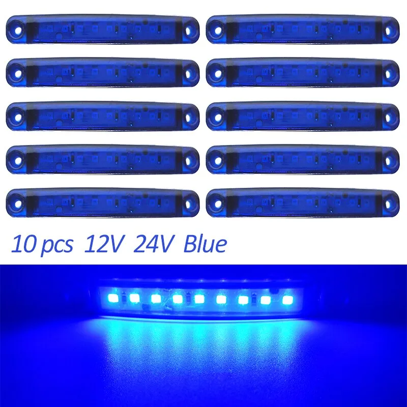 10PCS 9 SMD Light Oval Clearance Trailer 24V Truck Lorry Caravan Camion LED Side Marker Indicator Lamp 12V Luces Remolque