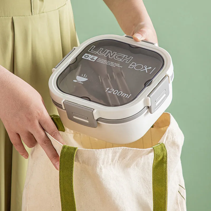 1200ml/1700ml Lunch Box with Spoon & Fork - Microwave Safe