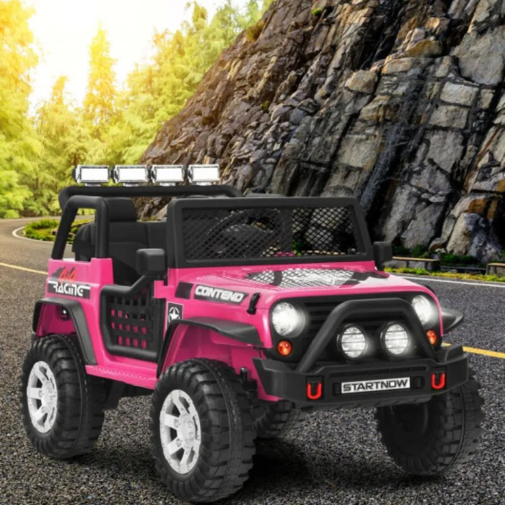12V Kids Remote Control Electric Ride On Truck Car with Lights and Music -Black