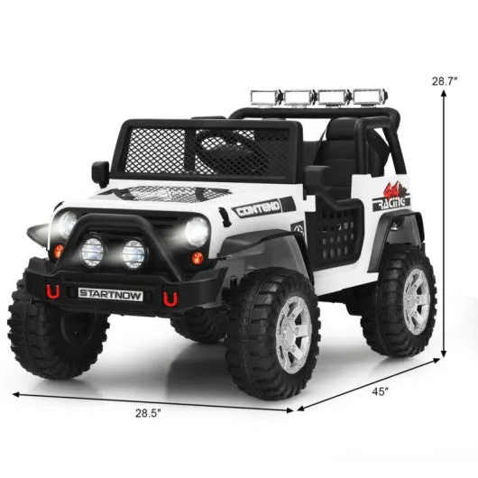 12V Kids Remote Control Electric  Ride On Truck Car with Lights and Music -White