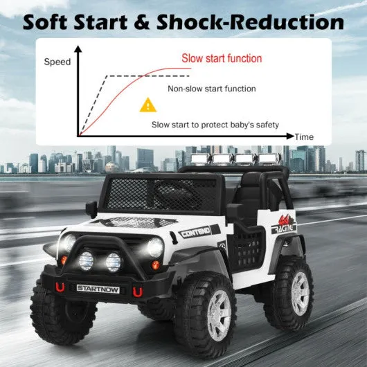 12V Kids Remote Control Electric  Ride On Truck Car with Lights and Music -White