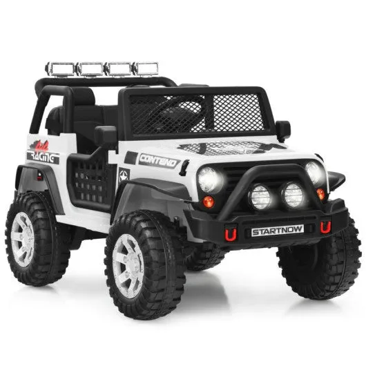 12V Kids Remote Control Electric  Ride On Truck Car with Lights and Music -White