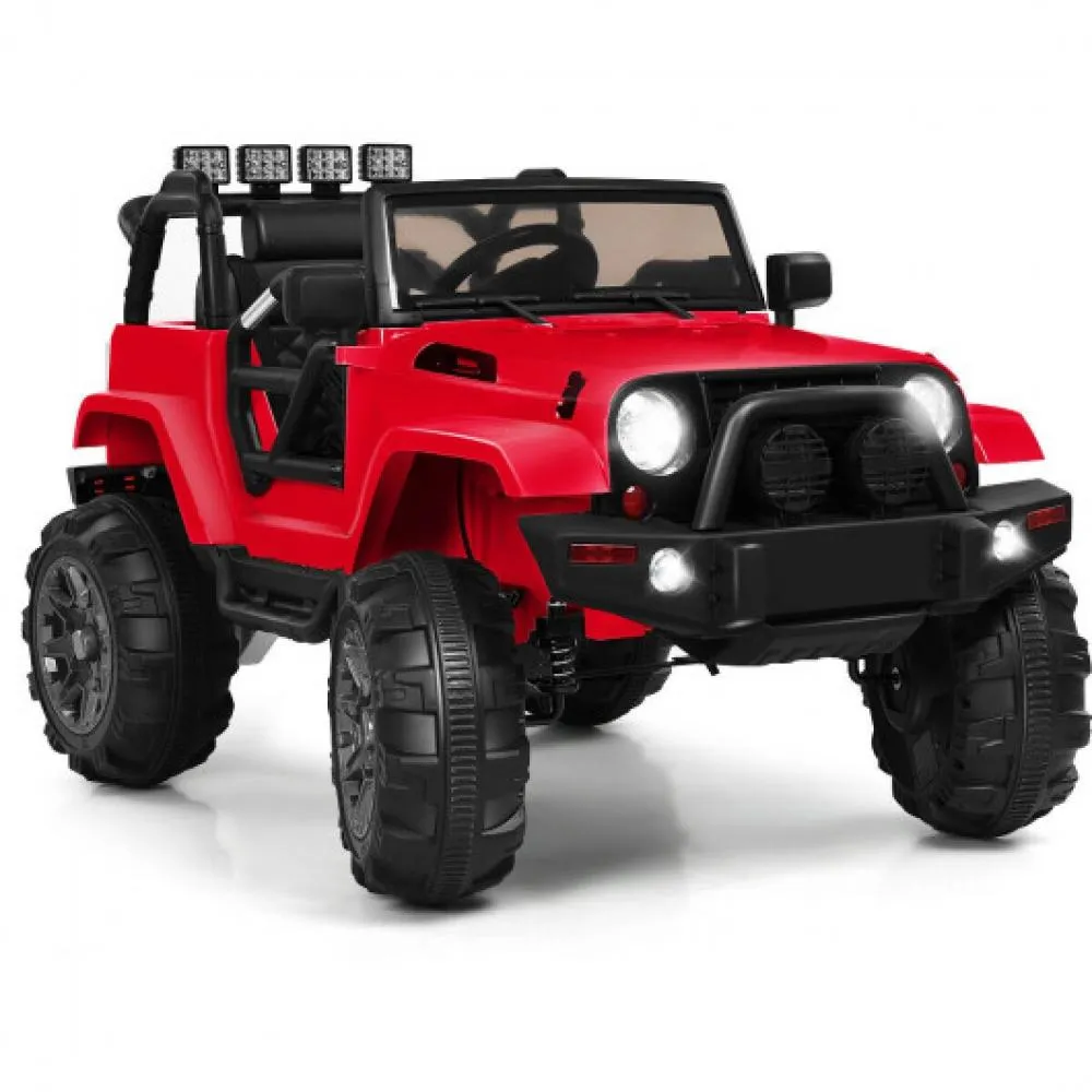 12V Kids Remote Control Riding Truck Car with LED Lights-Black