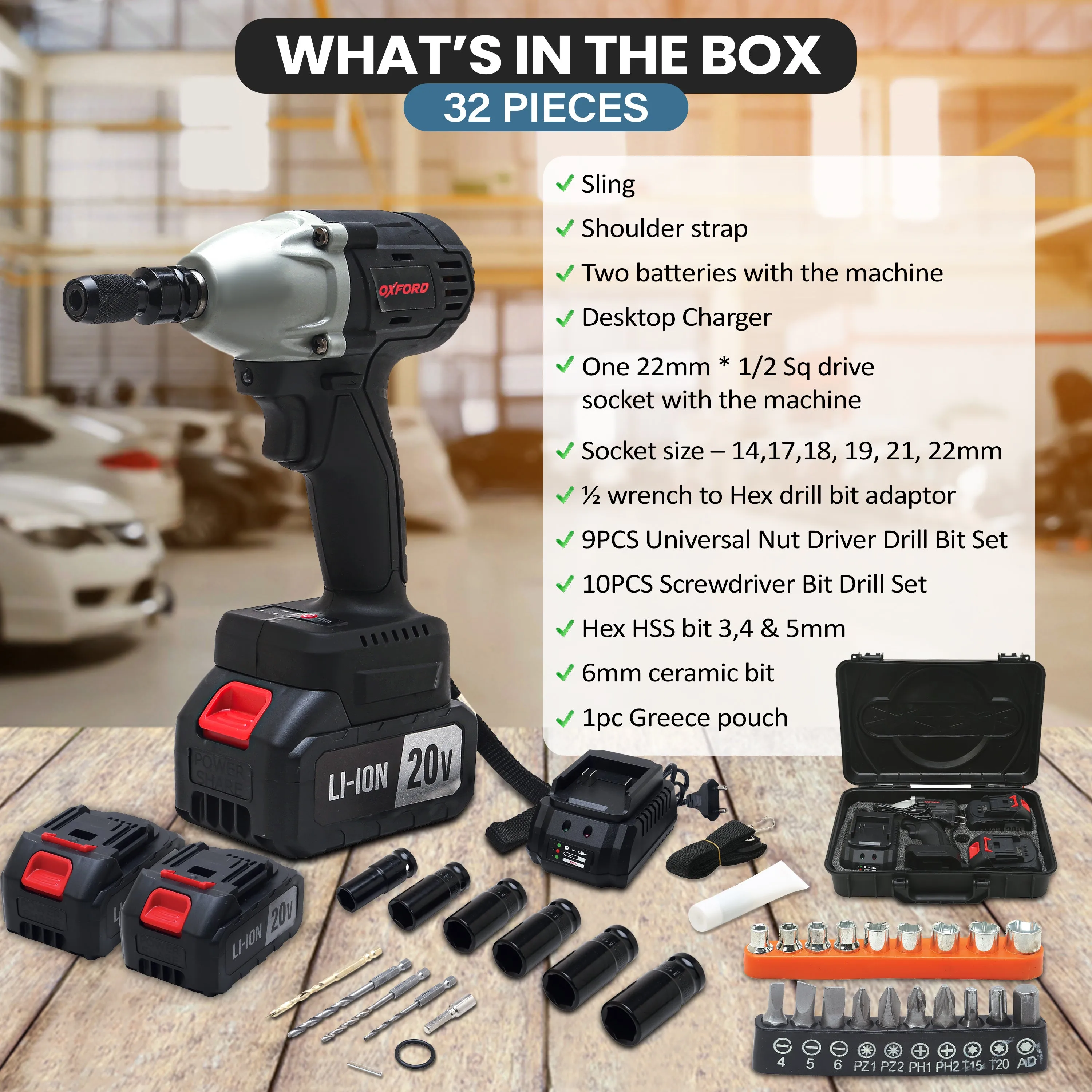 20V 430Nm Cordless Impact Wrench O8582