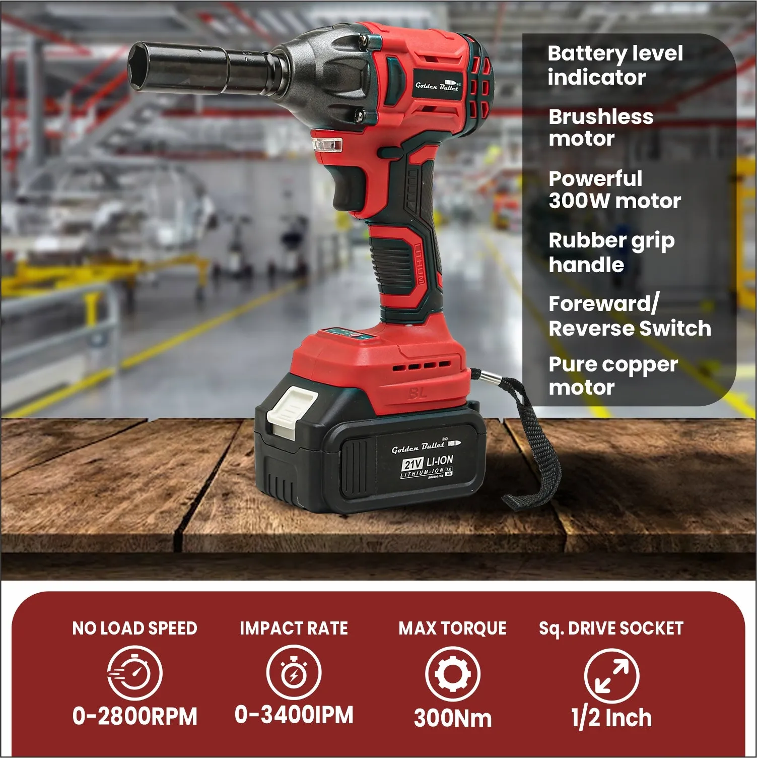 21V 300Nm Brushless Cordless Impact Wrench CIW2145
