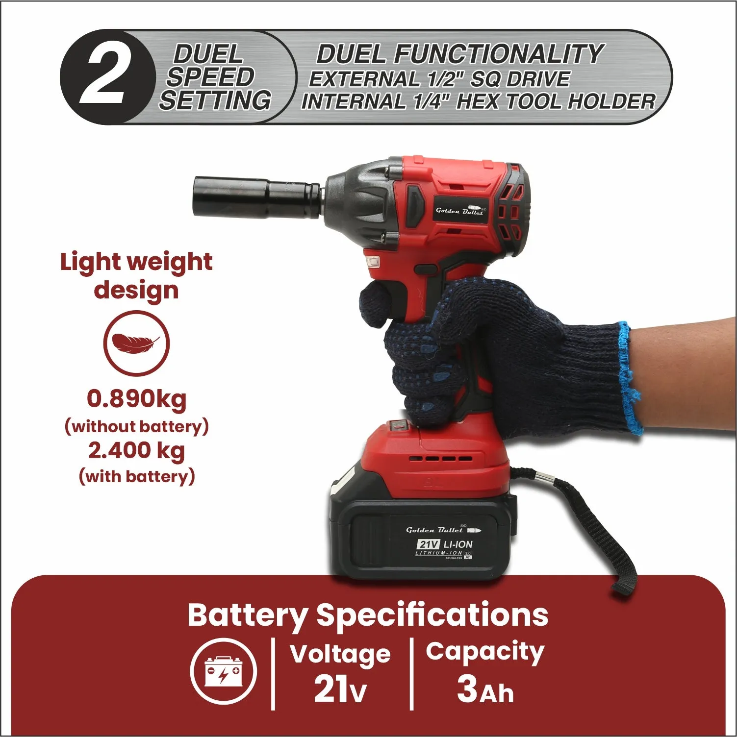 21V 300Nm Brushless Cordless Impact Wrench CIW2145