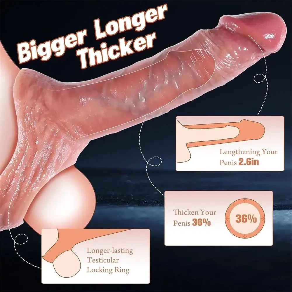 2.6 Extra Inches Reusable Penis Sleeve for Men Penis Extender with Ball Loop