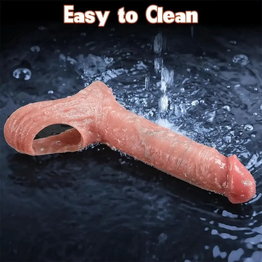 2.6 Extra Inches Reusable Penis Sleeve for Men Penis Extender with Ball Loop