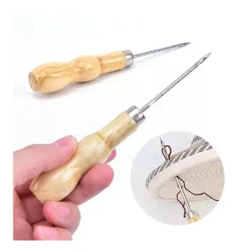 2pcs Wooden Handle Sewing Awl, Speedy Hand Stitcher For DIY Sew Repairing Canvas Leather