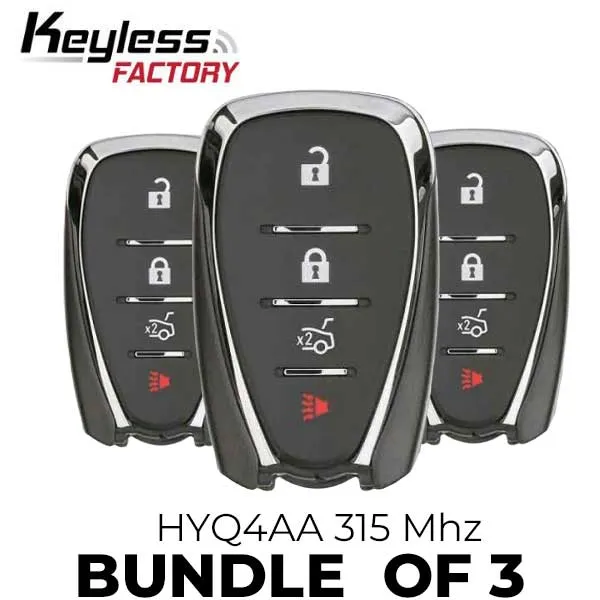 3 x 2016-2020 Chevy Cruze XL7 Sonic / 4-Button Smart Key w/ Trunk / HYQ4AA (BUNDLE OF 3)