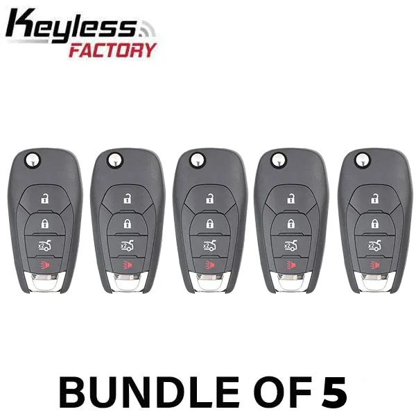 5 x 2016-2019 Chevrolet Cruze / 4-Button Flip Key / PN: 13514135 / LXP-T004 / 433 MHz / XL8 (AFTERMARKET) (BUNDLE OF 5)