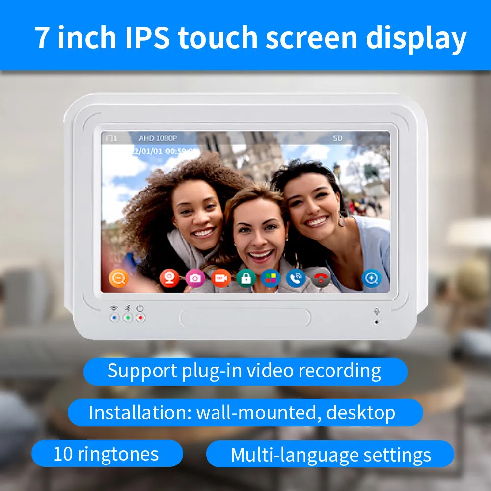 7INCH Wired Video door phone 4 Wire intercom Home Security access control system Doorbell Camera Video intercom for villa