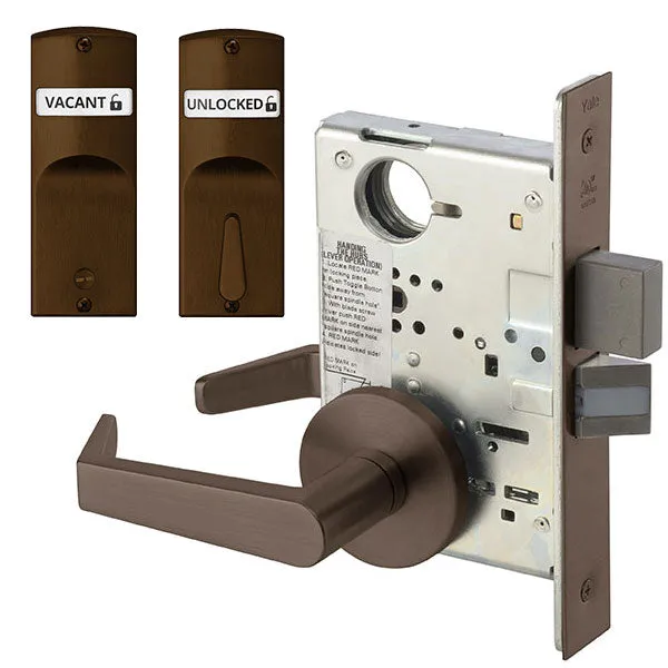 Accentra (formerly Yale)  AUR 8802FL Privacy, Bedroom, or Bath Mortise Lock with Double Indicator Inside/Outside, Augusta Lever, Standard Rose