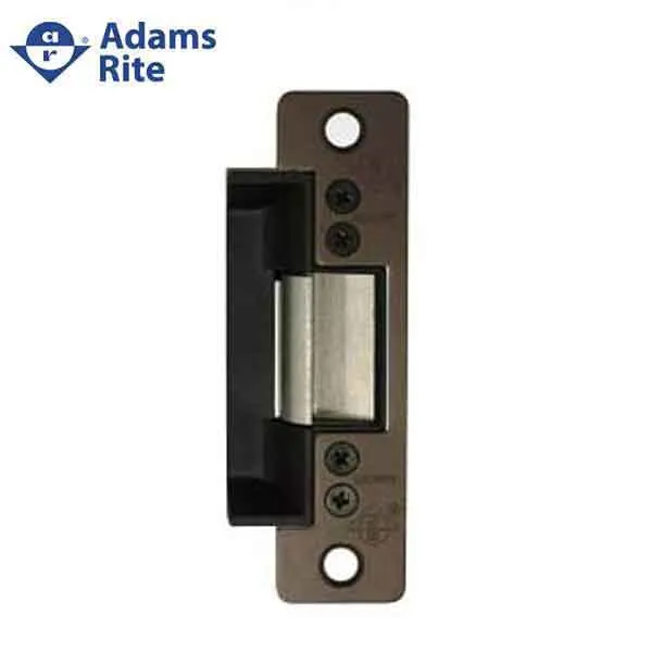 Adams Rite - 7100 - Electric Strike for Adams Rite & Cylindrical Locks -  Anodized Dark Bronze - Fail Secure - 1-1/4" x 4-7/8" Flat Radius Plate - 12VDC