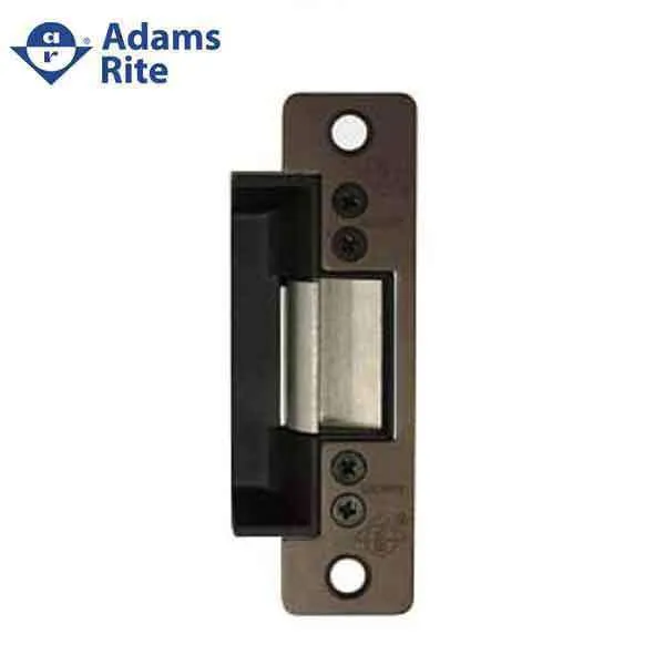 Adams Rite - 7100 - Electric Strike for Adams Rite & Cylindrical Locks -  Anodized Dark Bronze - Fail Secure -  1-1/4" x 4-7/8" Flat Radius Plate - 16VAC