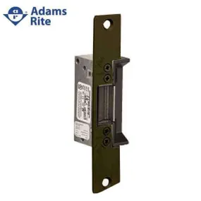 Adams Rite - 7130 - Electric Strike for Adams Rite & Cylindrical Locks -  Anodized Dark Bronze - Fail Secure - 1-1/4" x 6-7/8" Flat Radius Plate - 12VDC