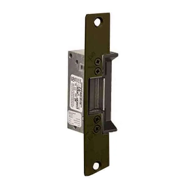 Adams Rite - 7130 - Electric Strike for Adams Rite & Cylindrical Locks -  Anodized Dark Bronze - Fail Secure - 1-1/4" x 6-7/8" Flat Radius Plate - 12VDC