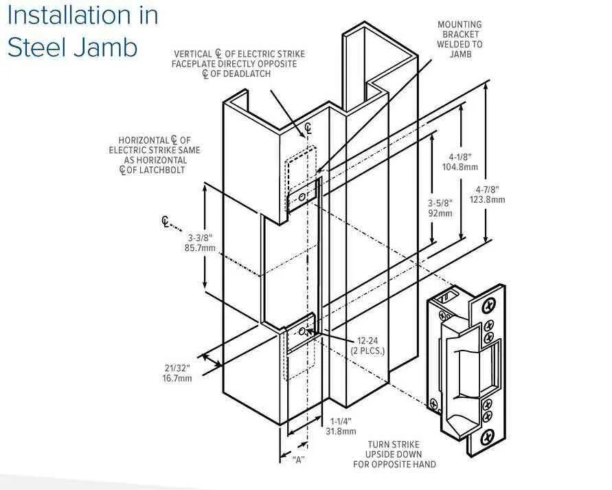 Adams Rite - 7240 - Fire-Rated Electric Strike for Cylindrical Latches -  Anodized Aluminum - Fail Secure - 1-1/4" x 4-7/8" Flat Square Plate - 24VDC