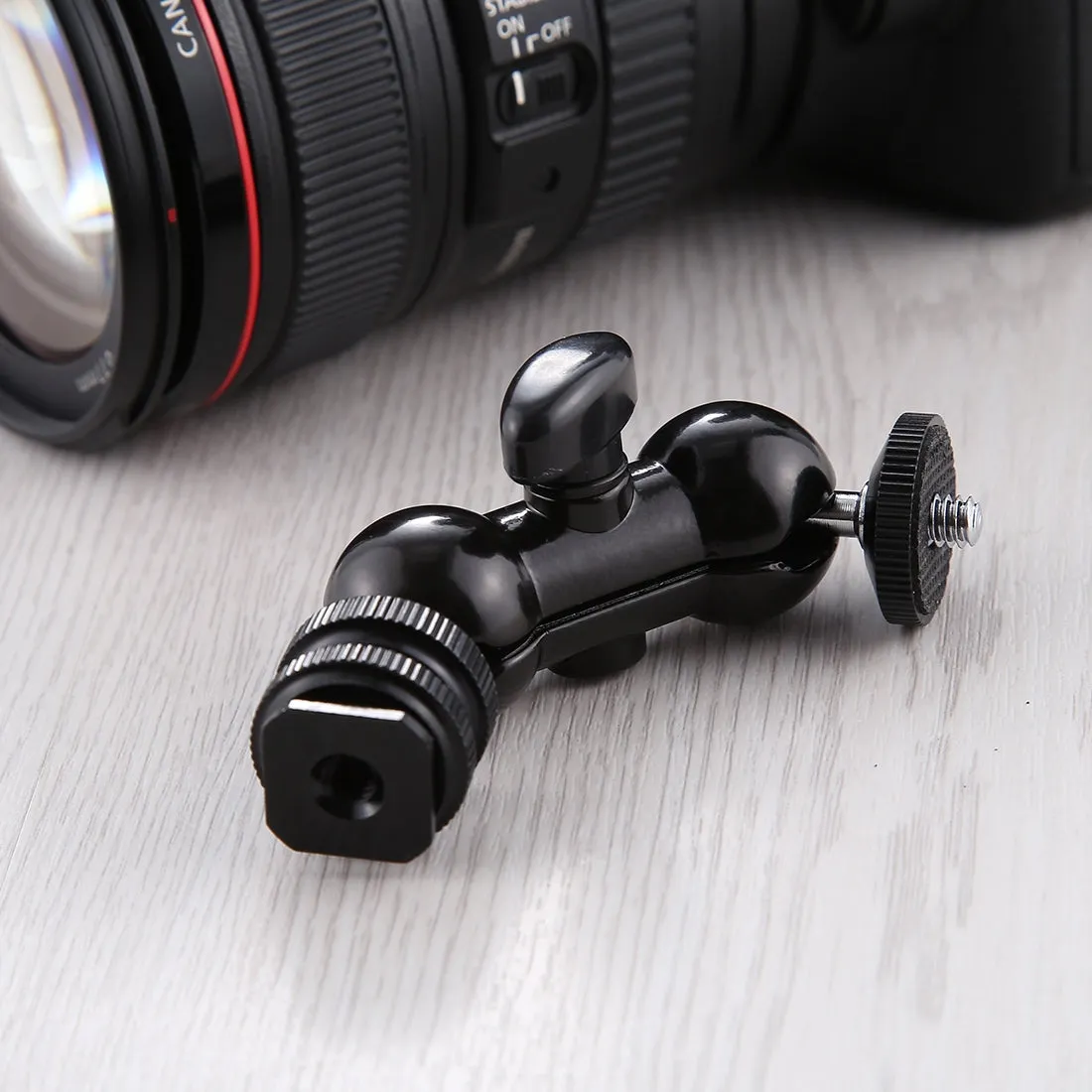 AMZER Flash Hot Shoe Swivel Ball Head 1/4 inch Tripod Screw Magic Arm with Lock