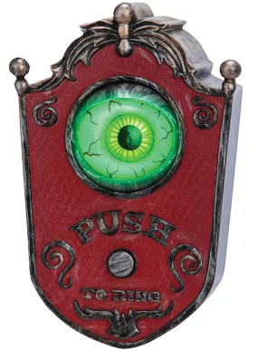 Animated Red Doorbell with Green Eyeball Halloween Decoration