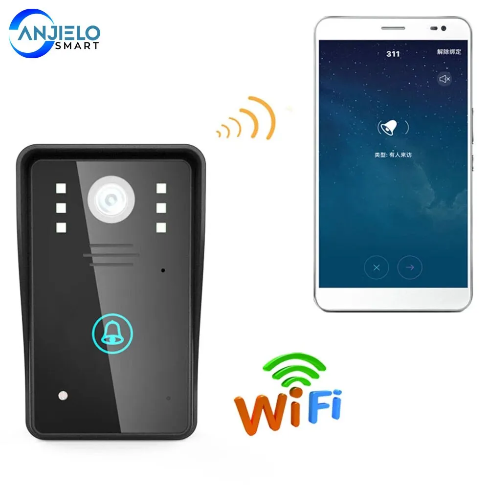 Anjielosmart HD 720P Wireless Doorbell Viewer Video Intercom System Night Vision Waterproof Support Remote Control  Unlock