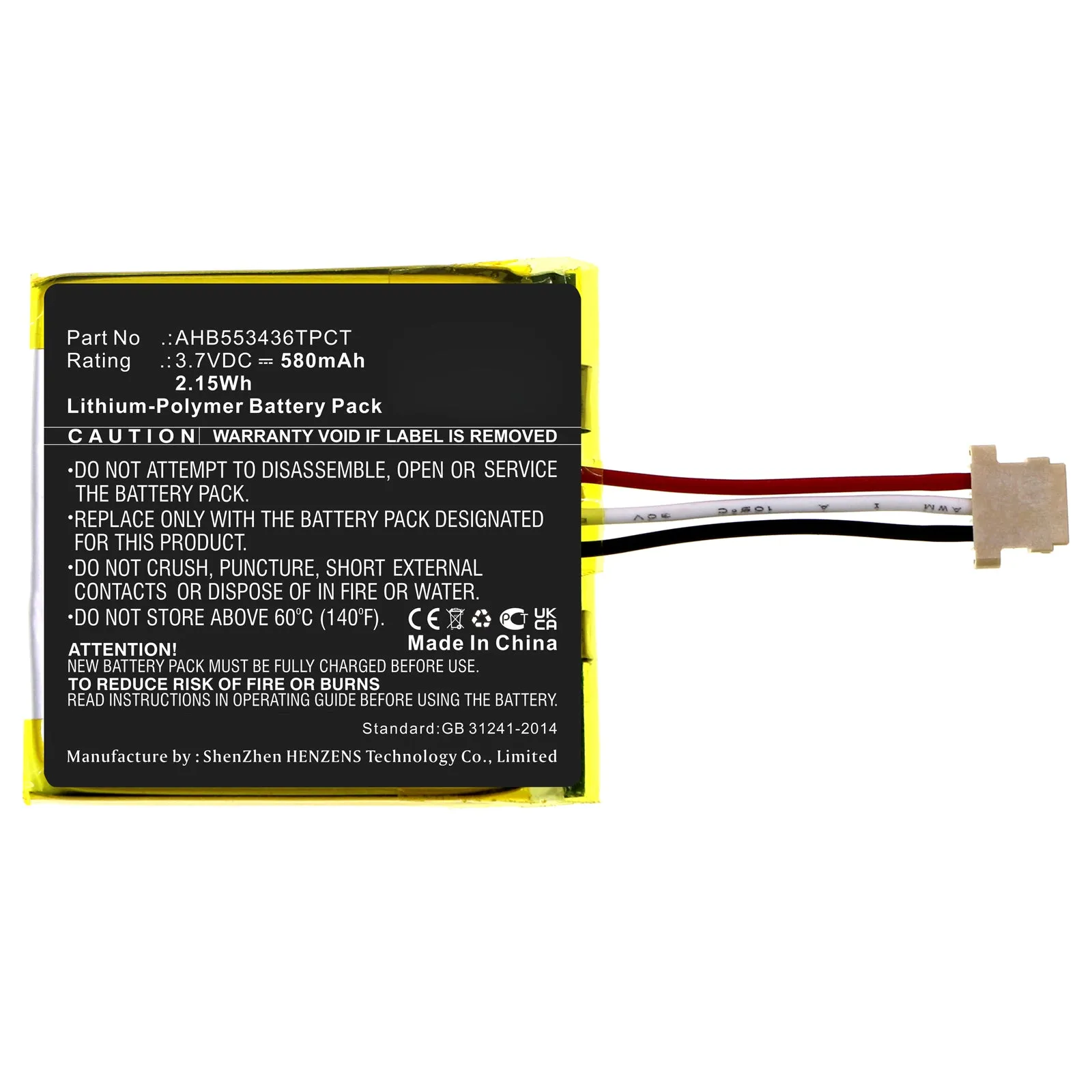 Batteries N Accessories BNA-WB-P17439 Home Security Camera Battery - Li-Pol, 3.7V, 580mAh, Ultra High Capacity - Replacement for ADT AHB553436TPCT Battery