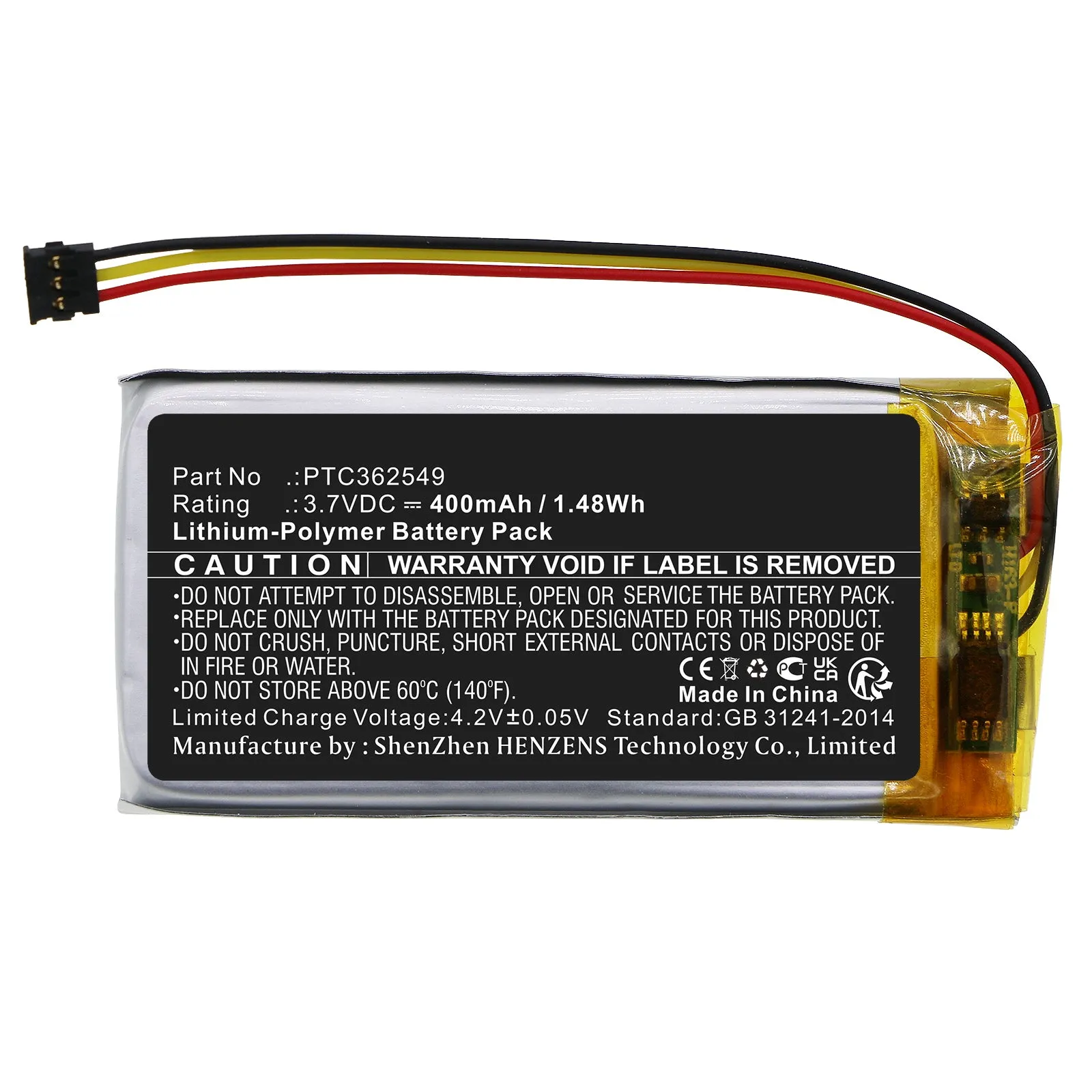 Batteries N Accessories BNA-WB-P18180 Home Security Camera Battery - Li-Pol, 3.7V, 400mAh, Ultra High Capacity - Replacement for Arlo PTC362549 Battery