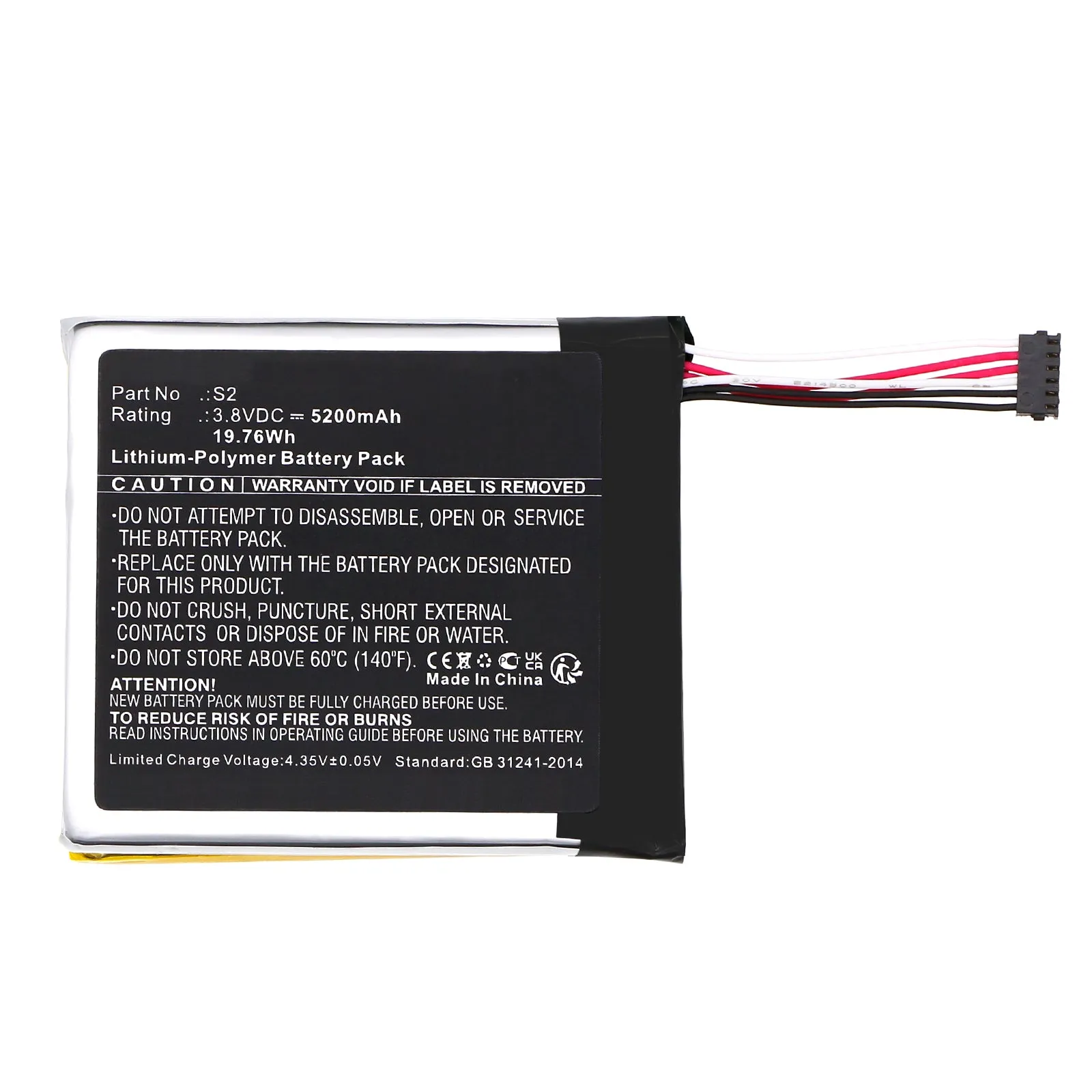 Batteries N Accessories BNA-WB-P20454 Home Security Camera Battery - Li-Pol, 3.8V, 5200mAh, Ultra High Capacity - Replacement for Ring S2 Battery