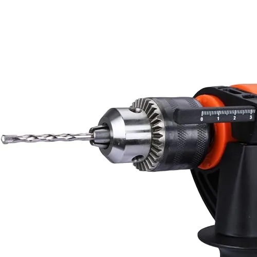 BLACK DECKER HD555KMPR 550W 13mm Corded Hammer Drill Machine and Hand Tools Kit for Home & DIY Use (100-piece Accessories Kitbox) For Masonry, Brick & Wood, 1 Year Warranty, ORANGE & BLACK