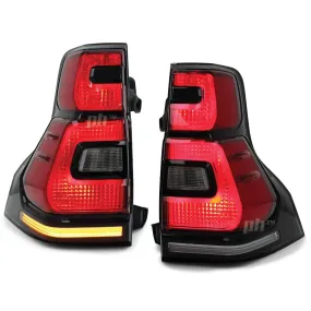 Black LED Tail Lights Sequential PAIR Fits Toyota Landcruiser Prado 150SER 09-16