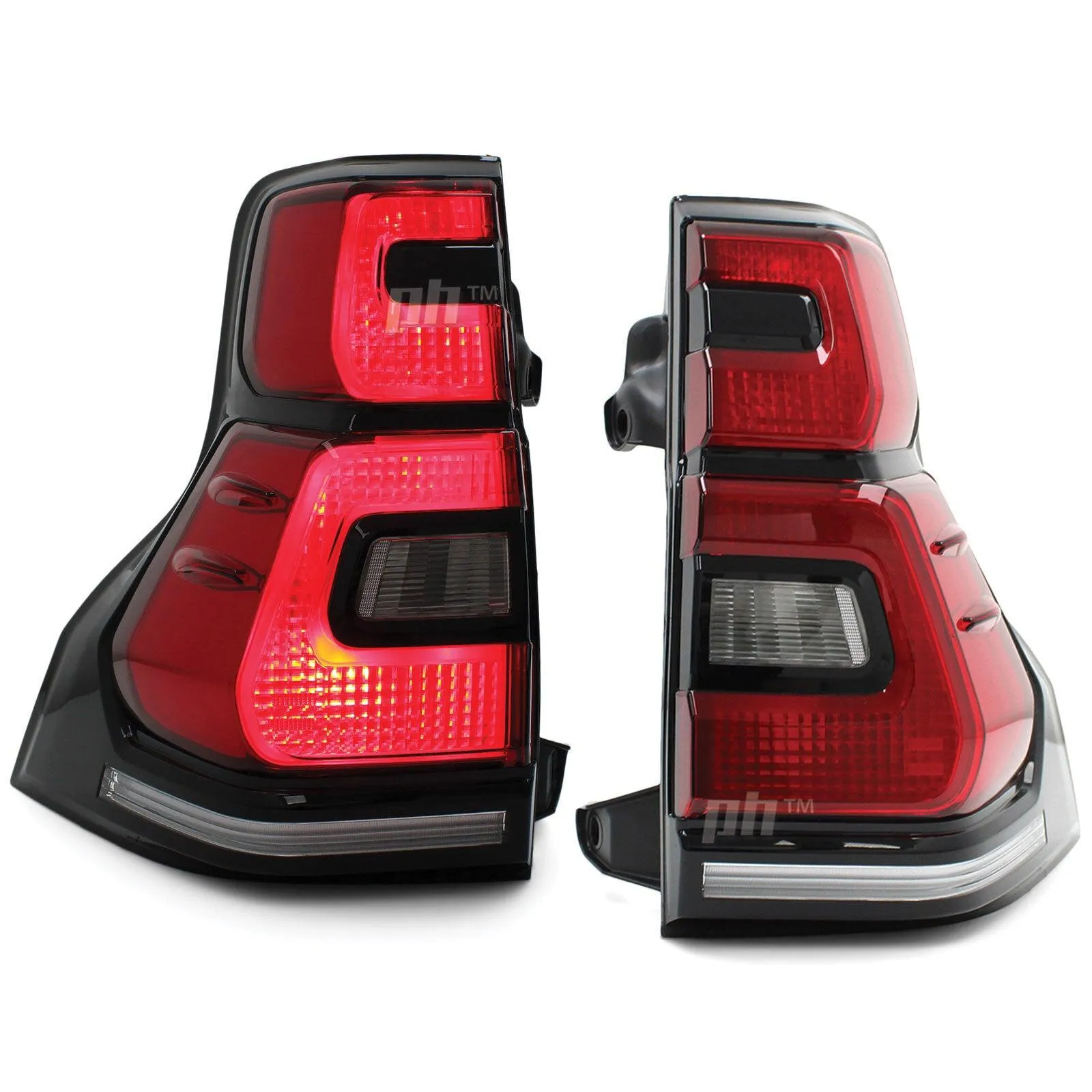 Black LED Tail Lights Sequential PAIR Fits Toyota Landcruiser Prado 150SER 09-16