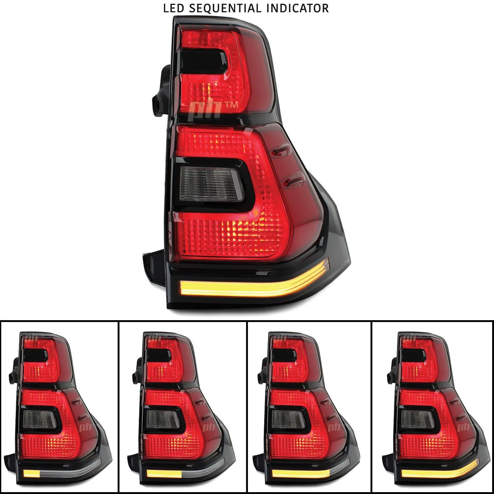 Black LED Tail Lights Sequential PAIR Fits Toyota Landcruiser Prado 150SER 09-16