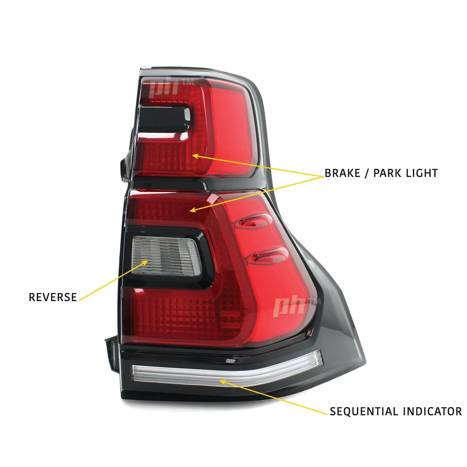 Black LED Tail Lights Sequential PAIR Fits Toyota Landcruiser Prado 150SER 09-16