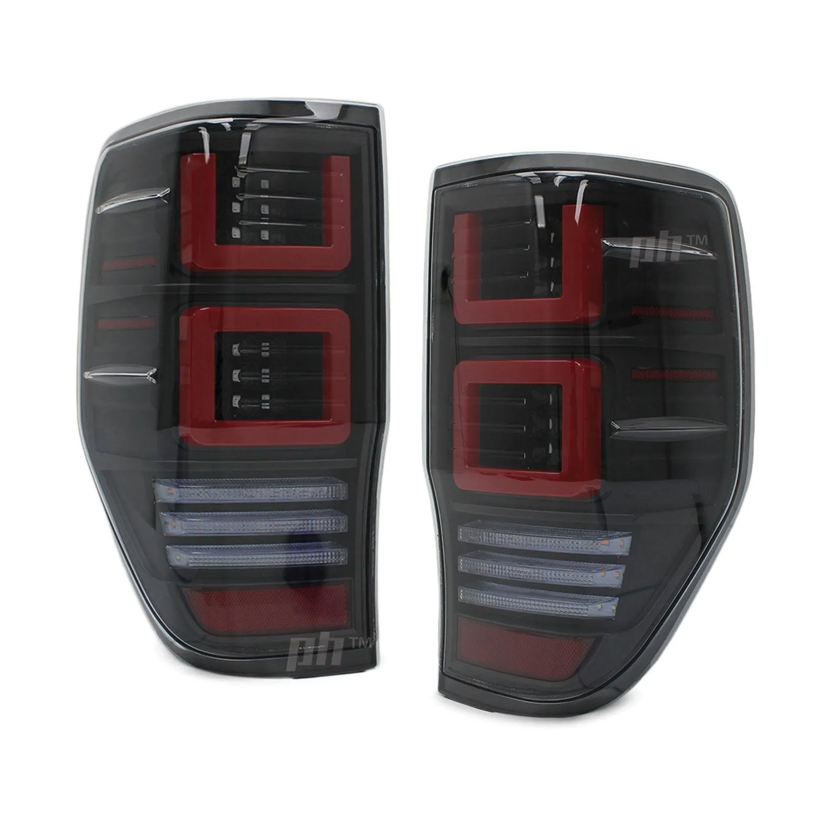 Black LED Tail Lights Vogue Style PAIR fits Ford Ranger PX & Raptor 11-21