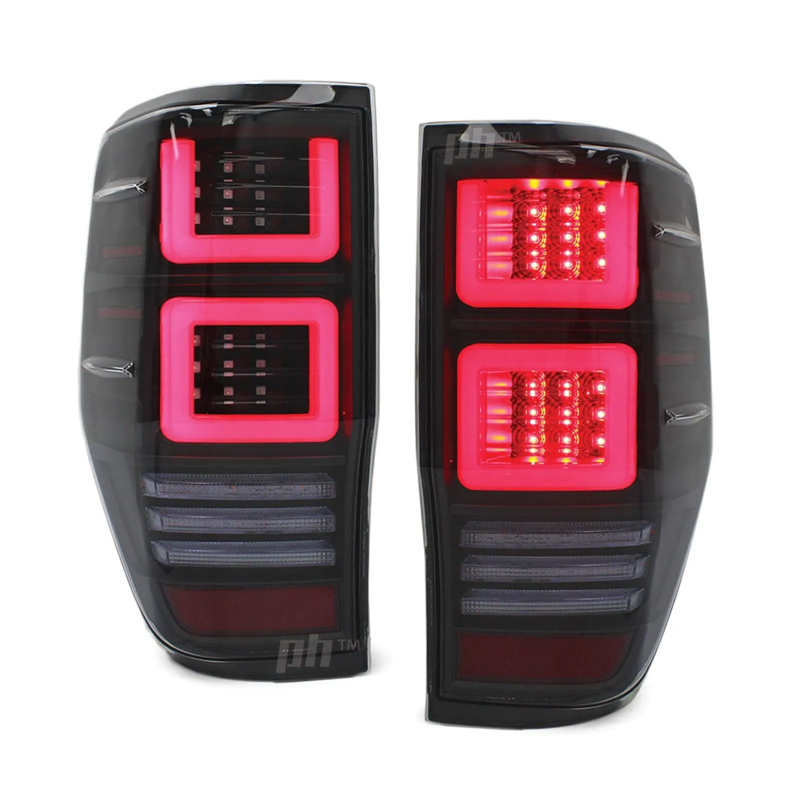 Black LED Tail Lights Vogue Style PAIR fits Ford Ranger PX & Raptor 11-21