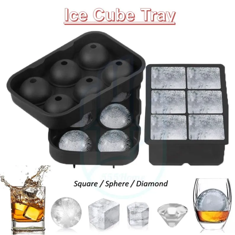 BPA FREE Premium Ice Ball Maker Whiskey Silicone Ice Cube Tray Mold Mould Lid Sphere Square Round Diamond Honeycomb