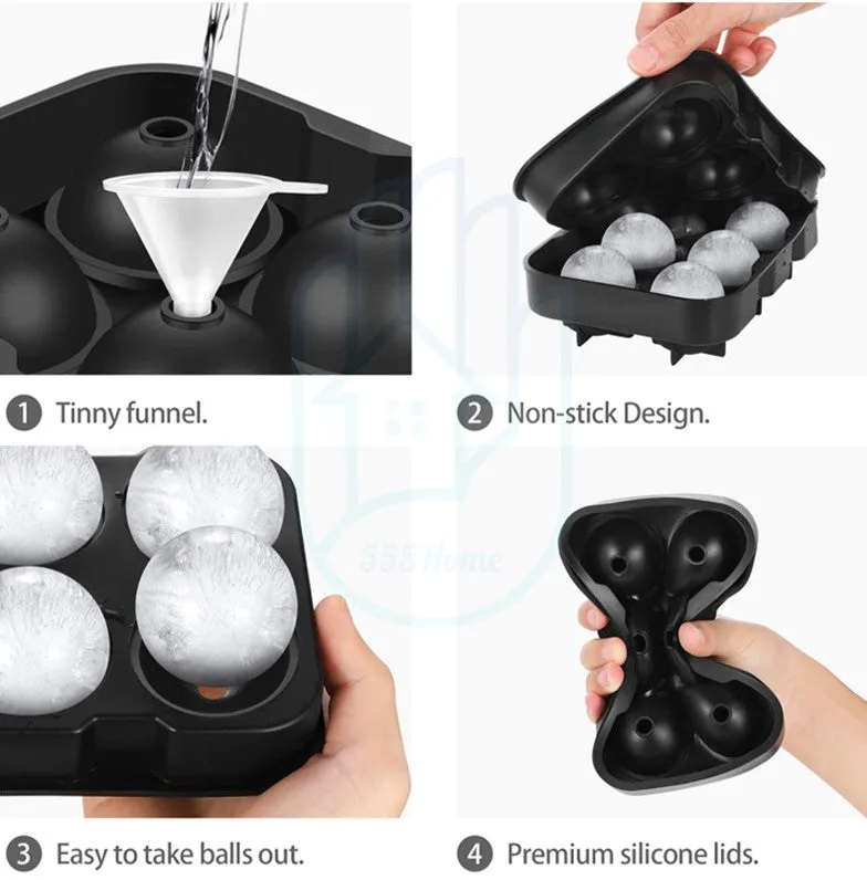 BPA FREE Premium Ice Ball Maker Whiskey Silicone Ice Cube Tray Mold Mould Lid Sphere Square Round Diamond Honeycomb