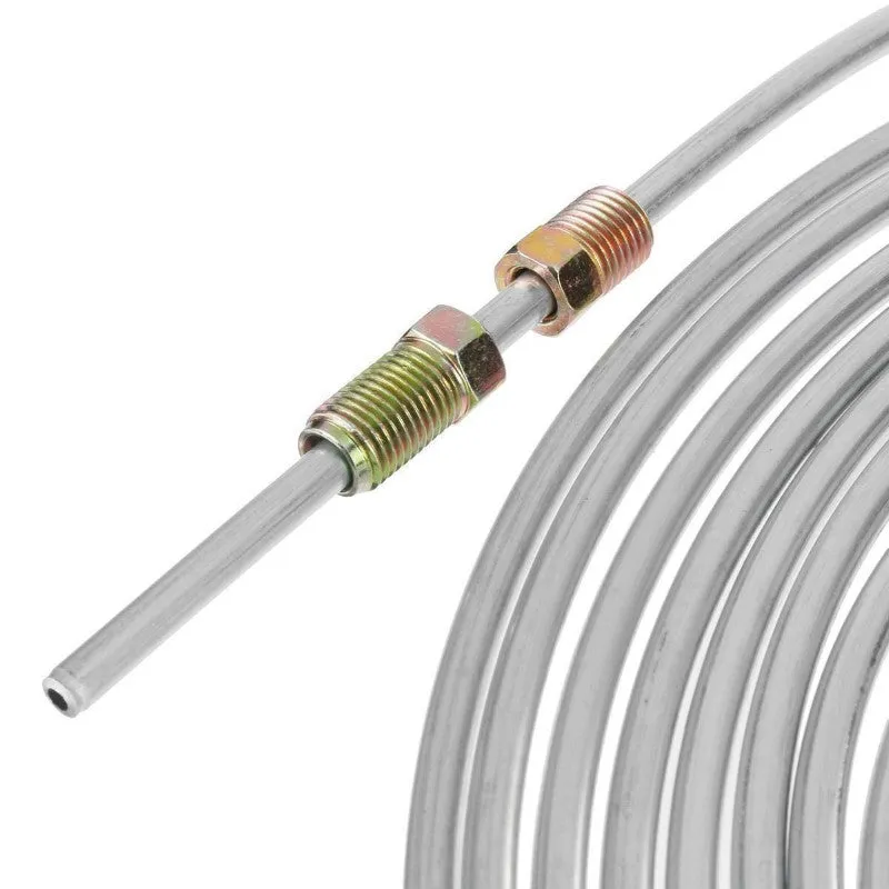 Brake Line Tubing Kit 3/16" OD 25 FT Coil Roll with Fittings