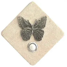 Butterfly Stone Doorbell - Pewter Butterfly Accent on Stone Tile