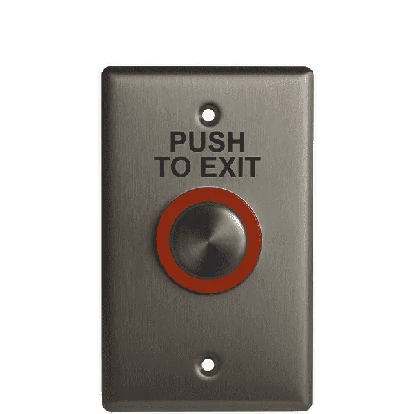 Camden CM-9600/7 - Push/Exit Switch - Illuminated Piezoelectric - w/ Faceplate Graphic Push to Exit - 12/24 VDC