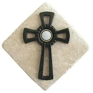 Celtic Cross Stone Doorbell in Pewter, Brass, ORB or Bronze
