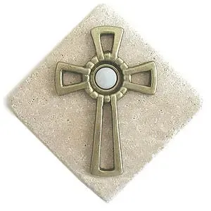 Celtic Cross Stone Doorbell in Pewter, Brass, ORB or Bronze