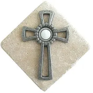 Celtic Cross Stone Doorbell in Pewter, Brass, ORB or Bronze