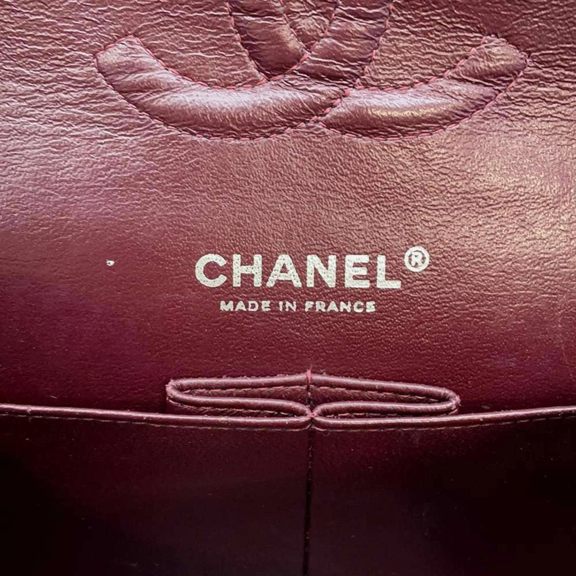Chanel Chain Shoulder Bag Matelasse 25 Coco Mark Caviar Skin Double A01112 Black