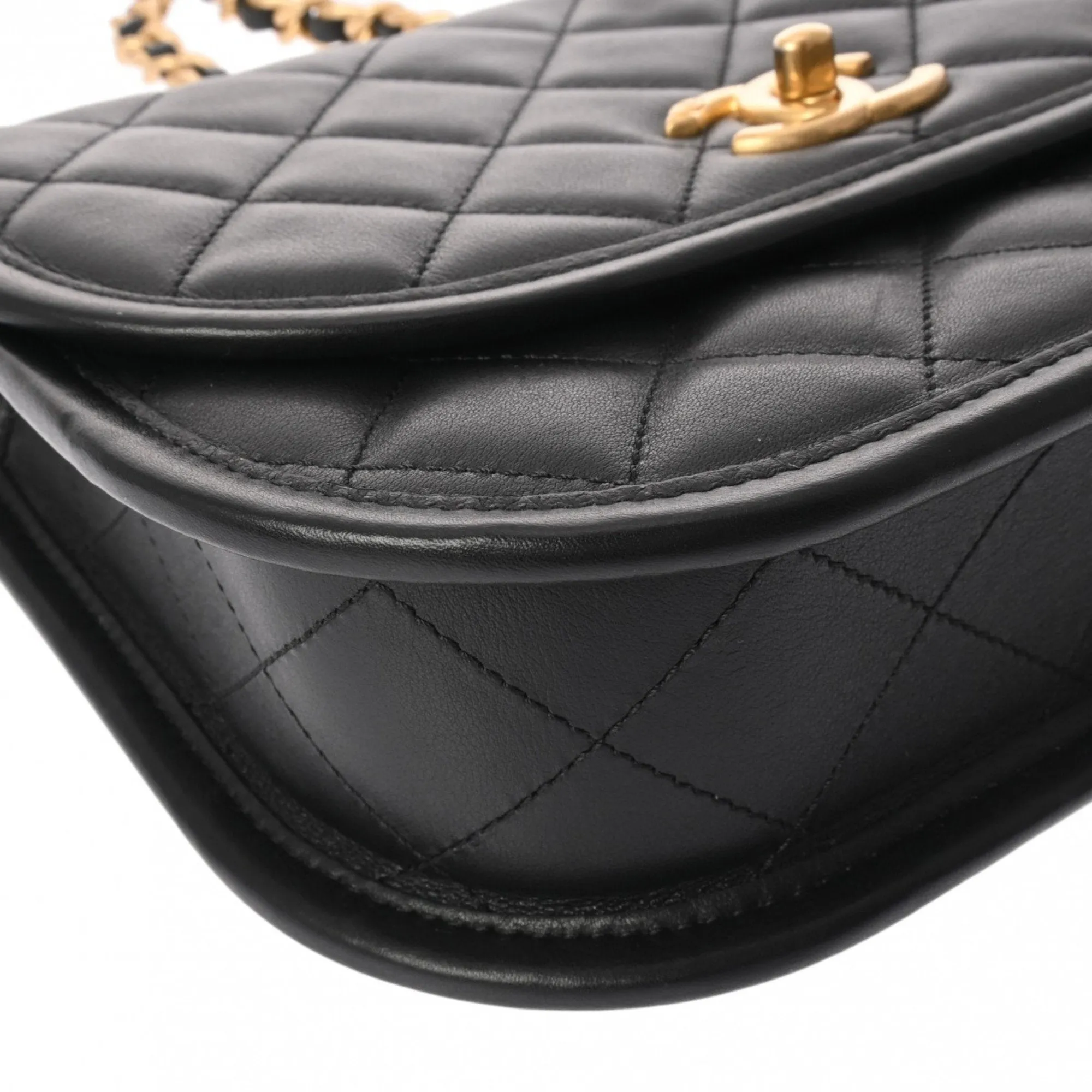 CHANEL Chanel Chain Shoulder Black AS2431 Women's Lambskin Bag