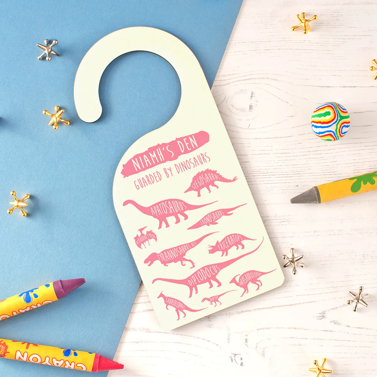 Children's Personalised Dinosaur Door Hanger
